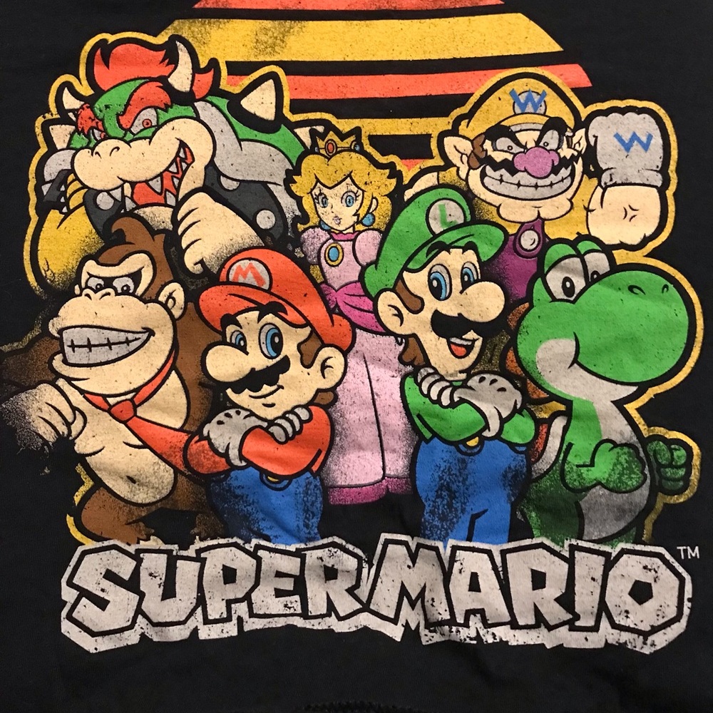 Super Mario T Shirt Medium Black Short Sleeve Cotton